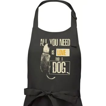 Kuchyňská zástěra All you need is love and a Dog - Dámská zástěra na vaření - Univerzální velikost ( Tmavá břidlice (šedá se zeleným nádechem) )
