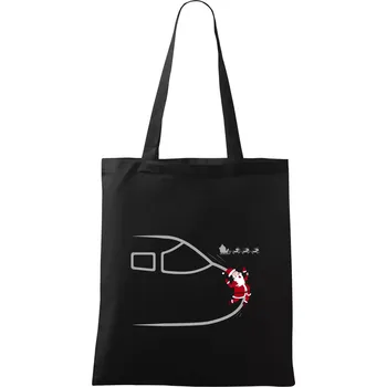 Santa a letadlo (Hana-creative) - Taška bavlněná - 42 x 38 cm ( Černá )