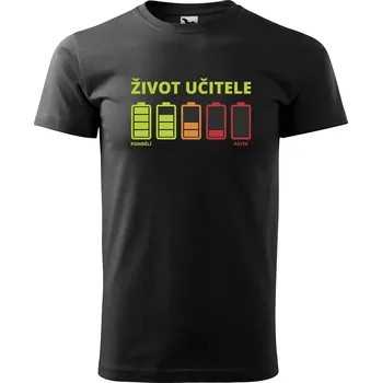 Sablio Tričko s potiskem Život učitele Po-Pá - černé 5XL