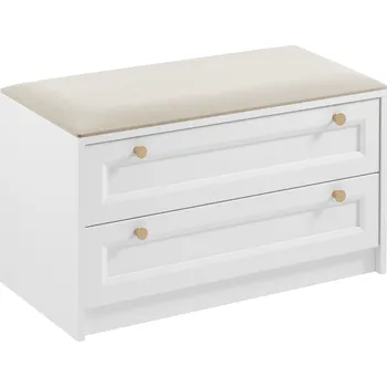 Konferenční stolek Lavička Rel - Gala Meble bílá / kartáčované zlato 90x51.5 cm