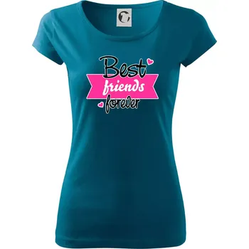 Dámské tričko Best friends stuha - Dámské triko Pure - S ( Petrolejová )
