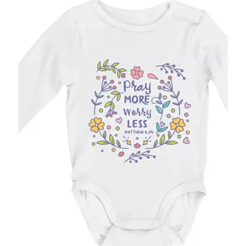 Kojenecký body Pray more worry less - Body kojenecké s dlouhým rukávem - Dlouhý r. do 3 měs ( Bílá )