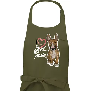 Kuchyňská zástěra I love bull terrier - Dámská zástěra na vaření - Univerzální velikost ( Khaki )