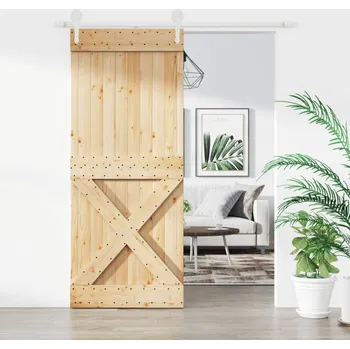 Interiérové dveře Posuvné dveře s kováním 85 x 210 cm masivní borové dřevo IM_3203225