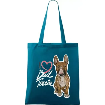 I love bull terrier - Taška bavlněná - 42 x 38 cm ( Petrolejová )