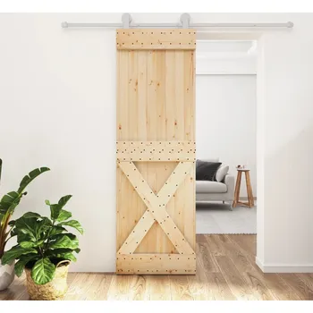 Interiérové dveře Posuvné dveře s kováním 70 x 210 cm masivní borové dřevo IM_3203116