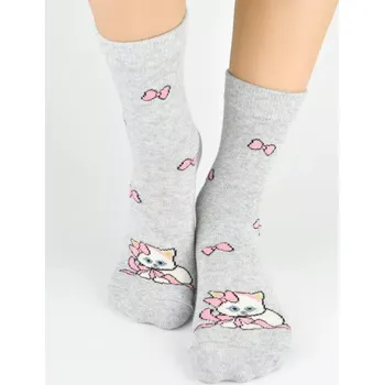 Dívčí ponožky SB001 Kočička - 27-30 / světle šedý melír