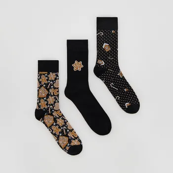 Reserved - Sada 3 párů vánočních ponožek - béžová - 257FB-80X - 257FB-80X-43R