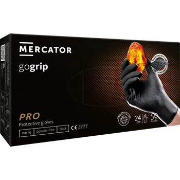 Vyšetřovací rukavice Rukavice nitrilové Mercator Medical Gogrip 50 ks, černé, nepudrované Rozměr: M