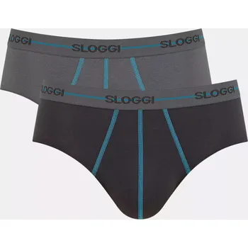 Slipy Pánské slipy Start Midi C2P box - BROWN - LIGHT COMBINATION - černnošedé M003 - SLOGGI BROWN 8