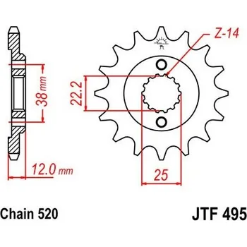 Řetězová sada pro motocykl Řetězové kolečko JT JTF 495-15 15 zubů, 520