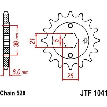 Řetězová sada pro motocykl Řetězové kolečko JT JTF 1041-14 14 zubů, 520