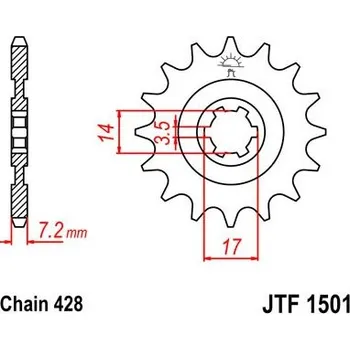 Řetězová sada pro motocykl Řetězové kolečko JT JTF 1501-13 13 zubů, 428