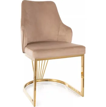 Jídelní židle Designová jídelní židle VALBURKA - béžová / zlatá