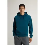 MIKINA WOOLRICH LOGO INTERLOCK HOODIE DEEP WATER