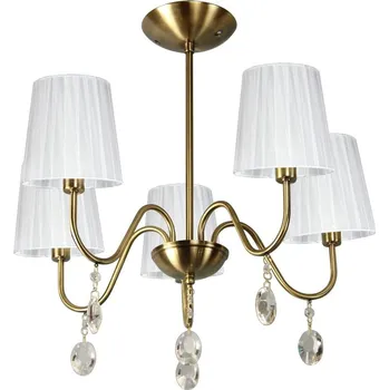 Závěsné pětiramenné osvětlení v glamour stylu SORENTO - 5xE14, 40W, patina / bílé