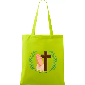 Věnec - kříž a modlení - Taška bavlněná - 42 x 38 cm ( Limetková )