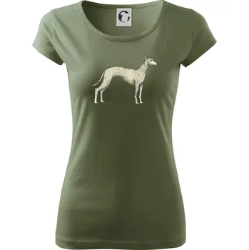 Dámské tričko Vintage Whippet - Dámské triko Pure - XL ( Khaki )