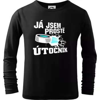 Chlapecké tričko Já jsem prostě útočník (hokej) - Triko dětské Long Sleeve - 122 cm/6 let ( Černá )