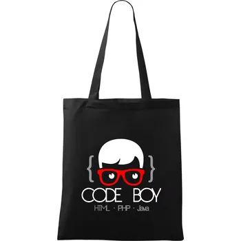 Nákupní taška Code Boy - Taška bavlněná - 42 x 38 cm ( Černá )