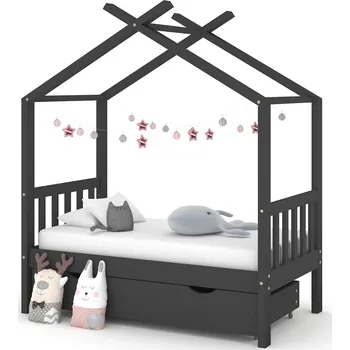 Dětská ohrádka zahrada-XL Rám dětské postele se zásuvkou tmavě šedý borovice 70 x 140 cm 322151