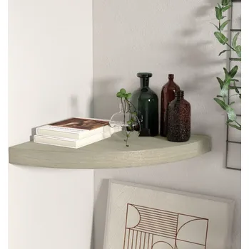 police zahrada-XL Plovoucí rohová police dub 35 x 35 x 3,8 cm MDF 323925