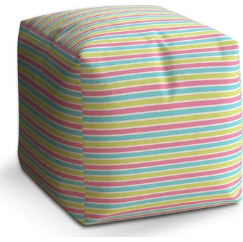 Taburet Sablio Taburet Cube Proužky: 40x40x40 cm