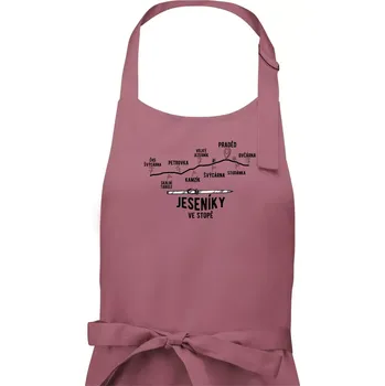 Kuchyňská zástěra Jeseníky ve stopě - Dámská zástěra na vaření - Univerzální velikost ( Starorůžová )