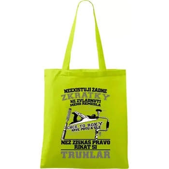 Nákupní taška Truhlář zkratky - Taška bavlněná - 42 x 38 cm ( Limetková )