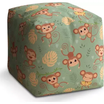 Taburet Sablio Taburet Cube Roztomilé opičky: 40x40x40 cm