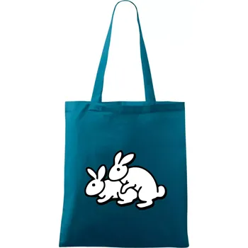 Dupající králící - Taška bavlněná - 42 x 38 cm ( Petrolejová )