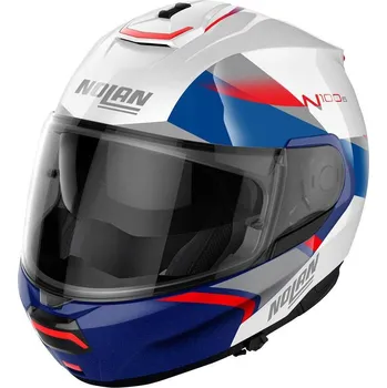 Helma na motorku Nolan N100-6 Paloma Metal N-COM White/Blue 28 Velikost: L