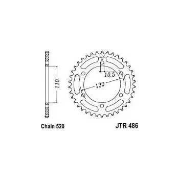 Řetězová sada pro motocykl Řetězová rozeta JT JTR 486-44 44 zubů, 520