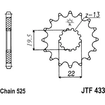 Řetězová sada pro motocykl Řetězové kolečko JT JTF 433-14 14 zubů, 525