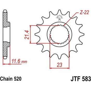 Řetězová sada pro motocykl Řetězové kolečko JT JTF 583-13 13 zubů, 520
