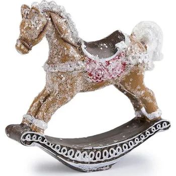 Vánoční dekorace Vánoční vláček, koník imitace perníku, střední, 2 hnědá přírodní kůň