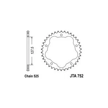 Řetězová sada pro motocykl Řetězová rozeta JT JTR 752-43 43 zubů, 525