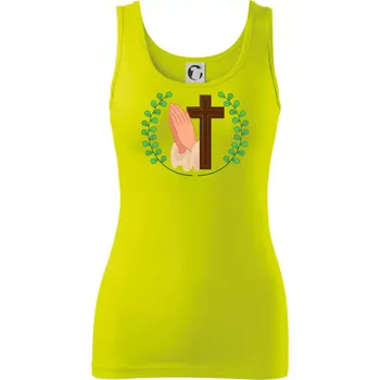 Dámské tričko Věnec - kříž a modlení - Dámské tílko - L ( Limetková )