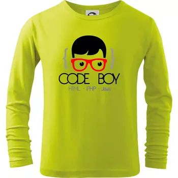 Chlapecké tričko Code Boy - Triko dětské Long Sleeve - 122 cm/6 let ( Limetková )