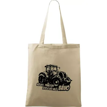 Nákupní taška Holky, traktor stojí víc než bávo - Taška bavlněná - 42 x 38 cm ( Naturální )