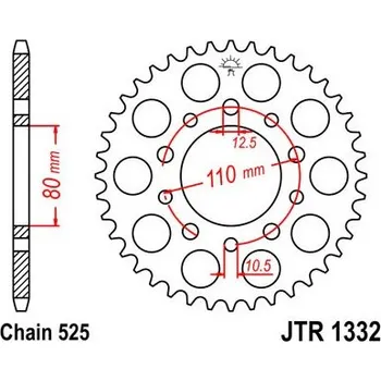 Řetězová sada pro motocykl Řetězová rozeta JT JTR 1332-40 40 zubů, 525