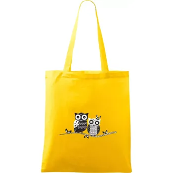 Dvě sovy abstraktní - Taška bavlněná - 42 x 38 cm ( Žlutá )