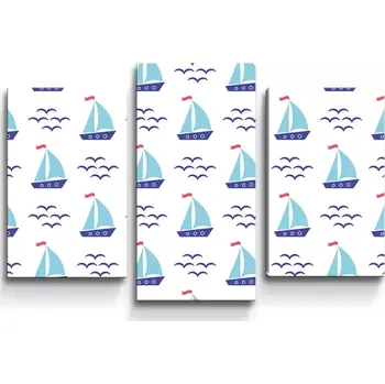 Obraz Sablio Obraz - 3-dílný Modré lodičky - 75x50 cm