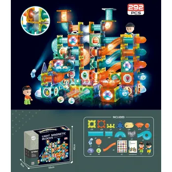 ostatní stavebnice Mamido Magnetická svítící stavebnice kuličková dráha 292 dílků