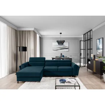 Sedací souprava Rozkládací rohová sedačka MARIANOS modrá