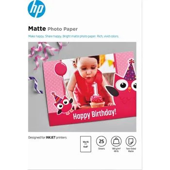Fotopapír HP Matte Photo Paper FSC 7HF70A matný bílý papír 10x15 cm, 180 g/m2, 25 ks