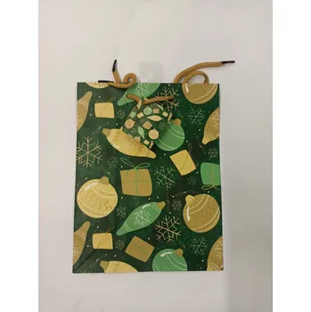 Dárková taška Dárková taška - 18x23x10 cm - Vánoční - Vánoční ozdoby na zelené