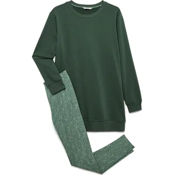 Dámské noční prádlo 718643 - Tchibo - Pyžamová souprava s legínami - pro ženy - vel. M 40/42 - barva: zelená
