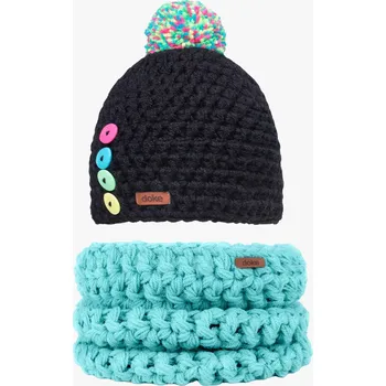 Čepice Doke Dětský set háčkovaný kulich bc short a nákrčník mint do 11 let