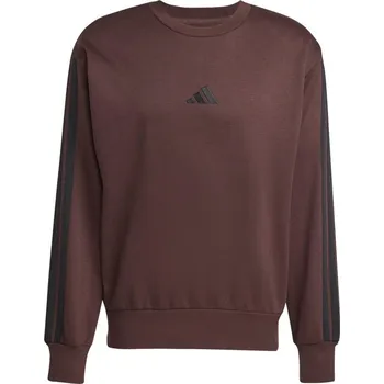 Pánský svetr adidas Essentials 3-Stripes Fleece Sweatshirt Mens Shadow Brown XL